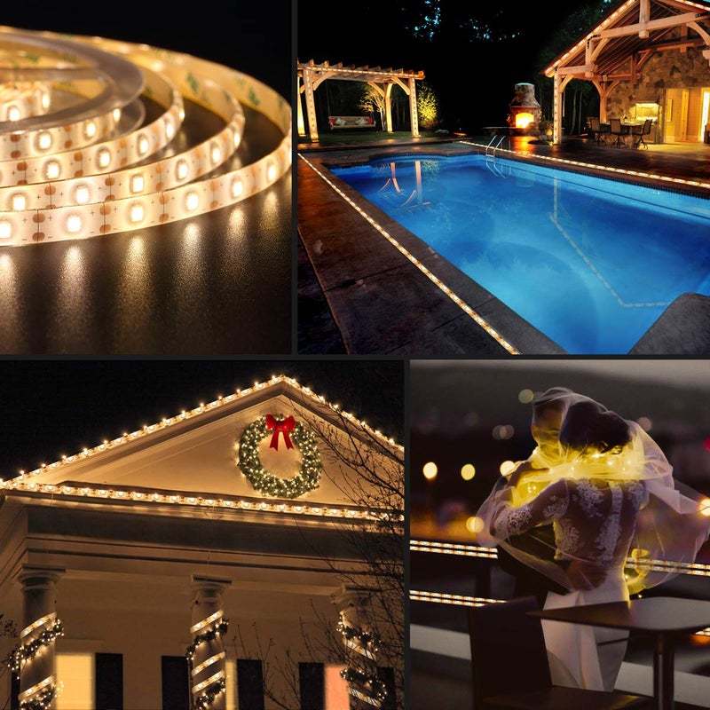 AMIR Upgraded LED Strip Lights, 90 LED 9.84ft Flexible Solar Strip Lights, 8 Lighting Modes, Waterproof for Patio, Garden, Home, Wedding, Courtyard (Warm White) - Image 2